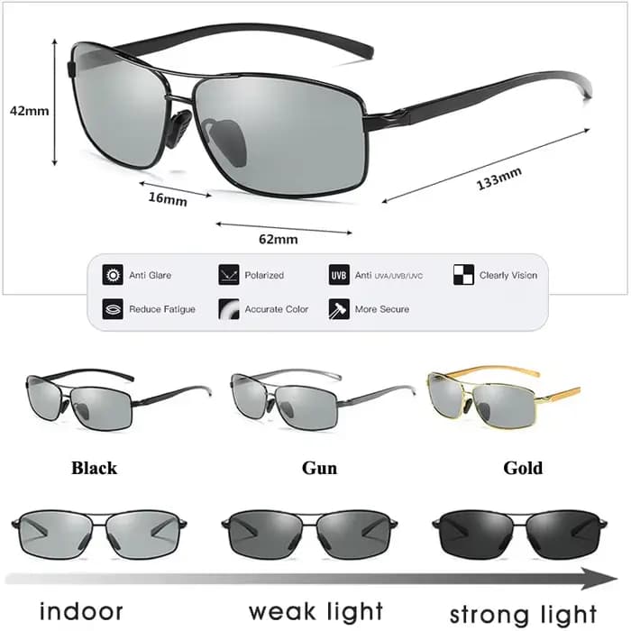 LIOUMO haut lunettes de soleil photochromiques hommes femmes lunettes caméléon polarisées lunettes d