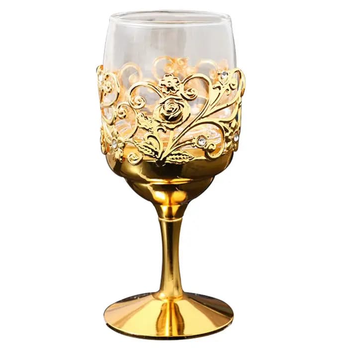 Gobelet à cadre métallique avec gravure nordique, gobelets creux pour vin doré, fournitures pour fêt
