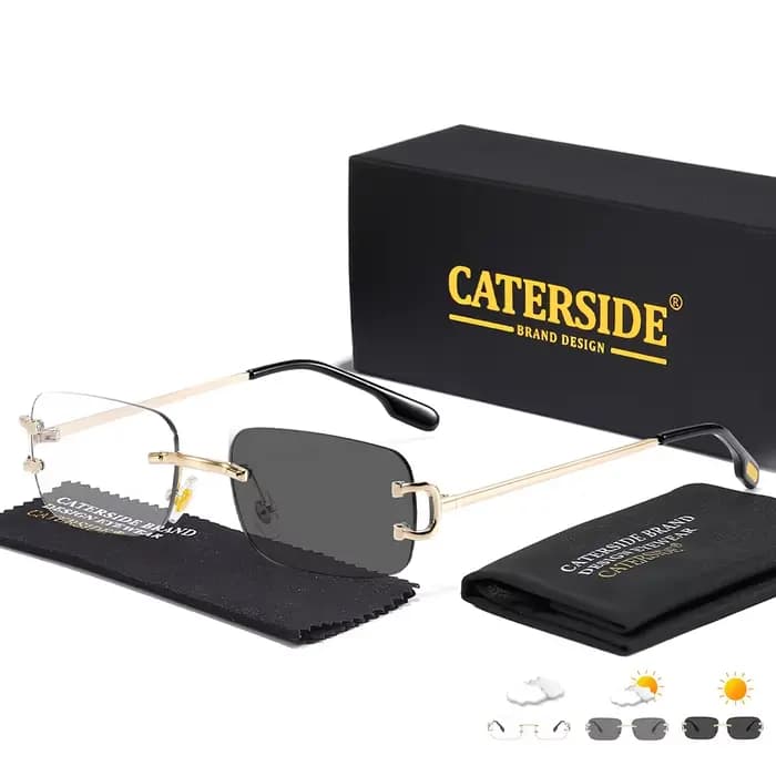 Lunettes de soleil sans monture CATERSDIE pour hommes, petites montures, lunettes de soleil tendance