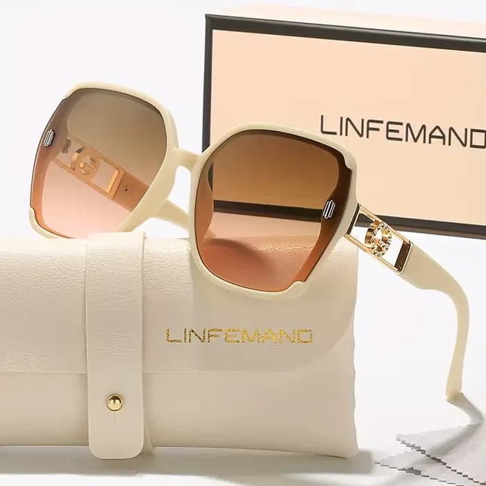 LINFEMAND Lunettes de mode à monture surdimensionnée avec lentille dégradée, cadeau de vacances de s