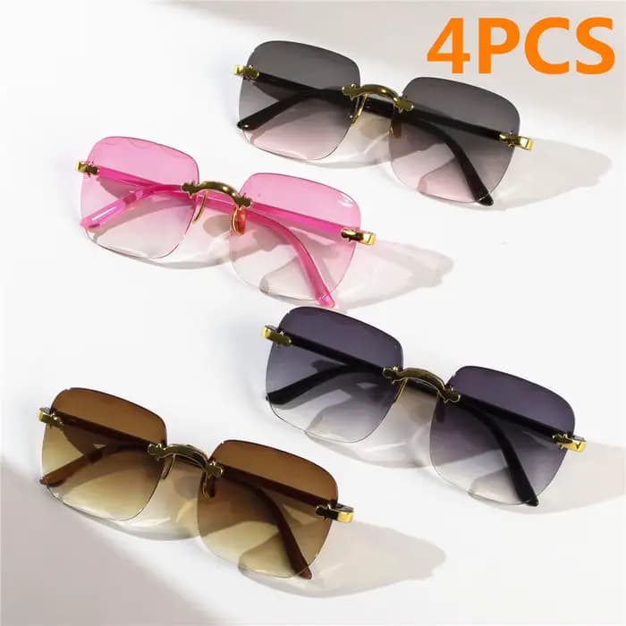 4 pièces lunettes de soleil carrées sans monture femmes marque de luxe concepteur été lunettes rouge