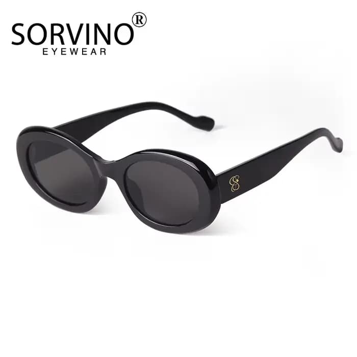 SORVINO tendance coquille de tortue noir ovale lunettes de soleil dégradé marron lentille ronde femm