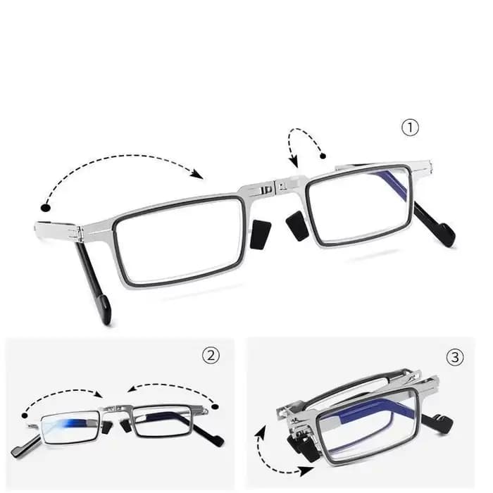 Lunettes de lecture pliantes en métal en acier pour hommes et femmes, ensemble de lunettes portables