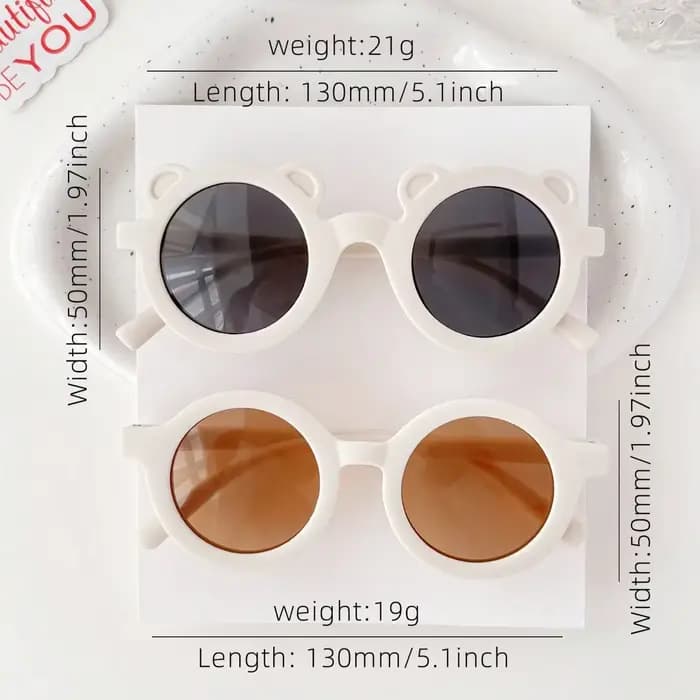 2 paires de lunettes de protection pour enfants, mignonnes, rondes, en forme d'ours, à la mode, prés