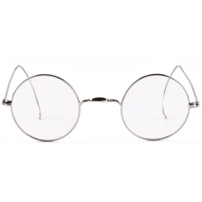 Lunettes rondes vintage de 44 mm avec monture en fil doré sans plaquettes de nez, monture optique av