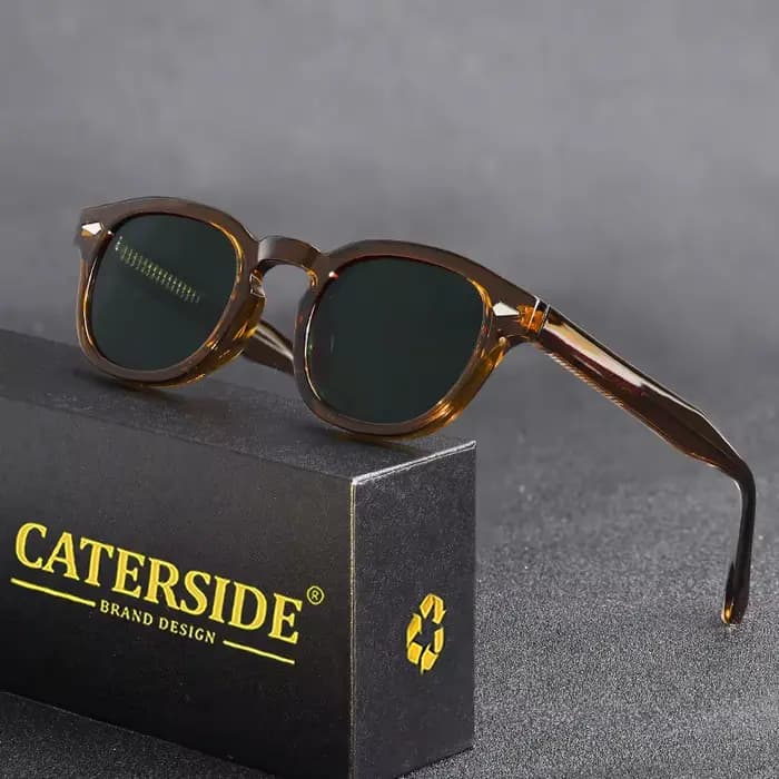 CATERSIDE rétro rond hommes lunettes de soleil Punk acide propionique broche Temple luxe lunettes de