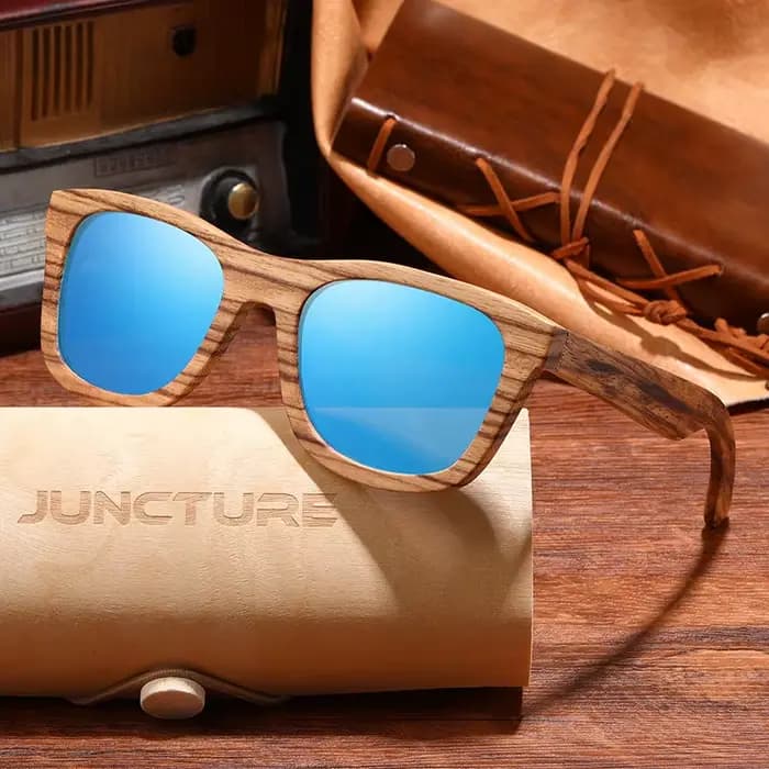 JUNCTURE mode bambou bois Vintage carré lunettes de soleil hommes femmes marque de luxe concepteur l