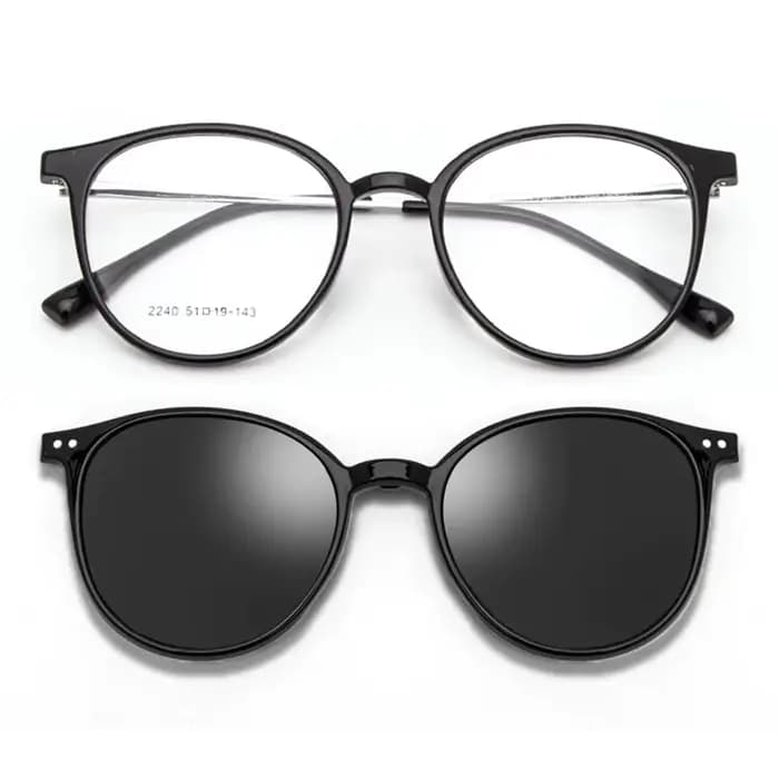 Lunettes à Clip magnétique pour femmes et hommes, verres de conduite polarisés ronds roses optiques
