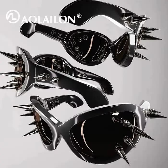 Cyberpunk bricolage unisexe exagéré lunettes de soleil Rivet moto Style Hip Hop Streetwear lunettes