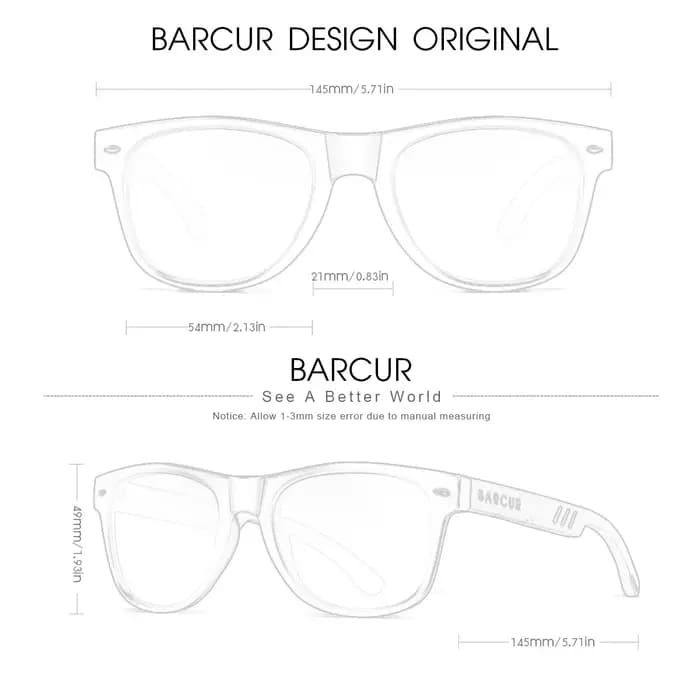BARCUR-Lunettes de soleil en bois pour hommes et femmes, design naturel, brochure, protection UV