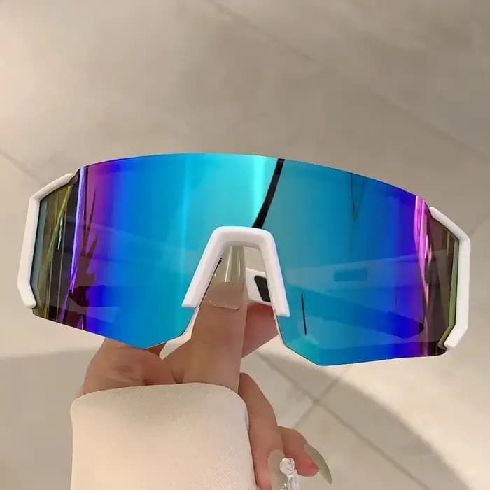 Lunettes de soleil de Sport surdimensionnées sans bords pour femmes et hommes, nouvelle mode, boucli