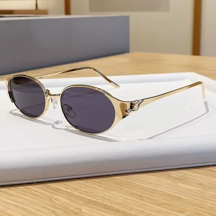 Nouvelles Lunettes de Soleil de Luxe de Marque Tendance pour Femme 2026 – Monture Métallique Ovale S
