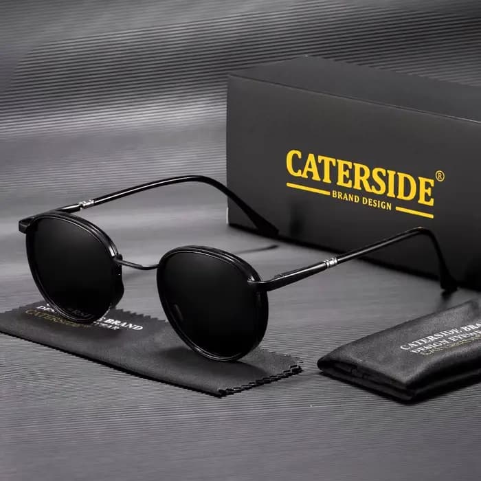 Caterside – lunettes de soleil polarisées rondes Vintage pour hommes et femmes, monture métallique,