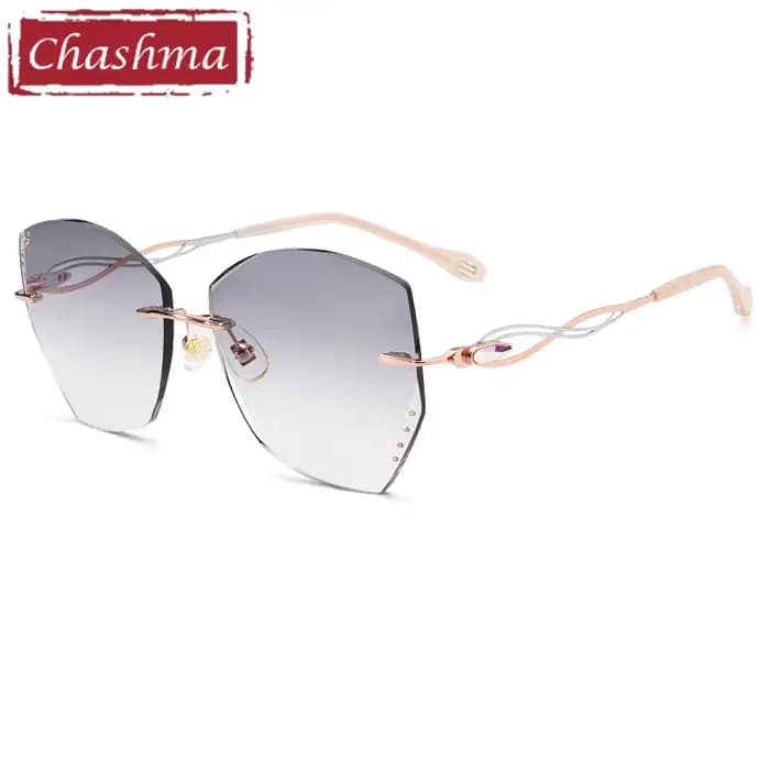Lunettes de soleil de luxe sans bords pour femmes, monture en titane teinté cristal, lunettes pour c