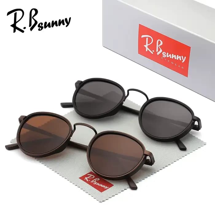 Lunettes de soleil à monture ronde pour hommes et femmes, 2 pièces, Design rétro polarisé, Anti-éblo