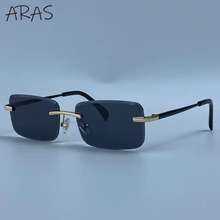 Sans monture Rectangle lunettes de Soleil Femmes 2026 De Luxe Designer De Mode Rétro En Métal Lunett