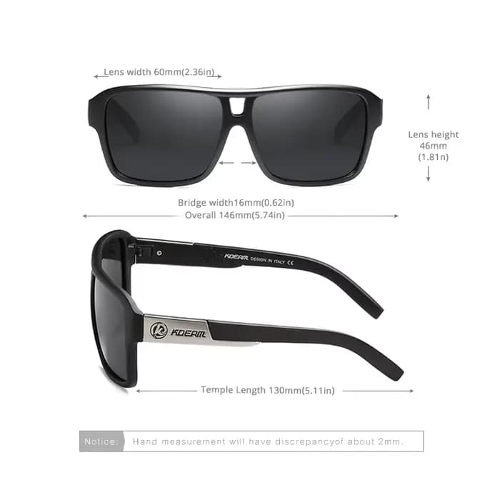 KDEAM-Lunettes de soleil polarisées Jam Lifestyle pour homme, verres solaires carrés, miroir flash,