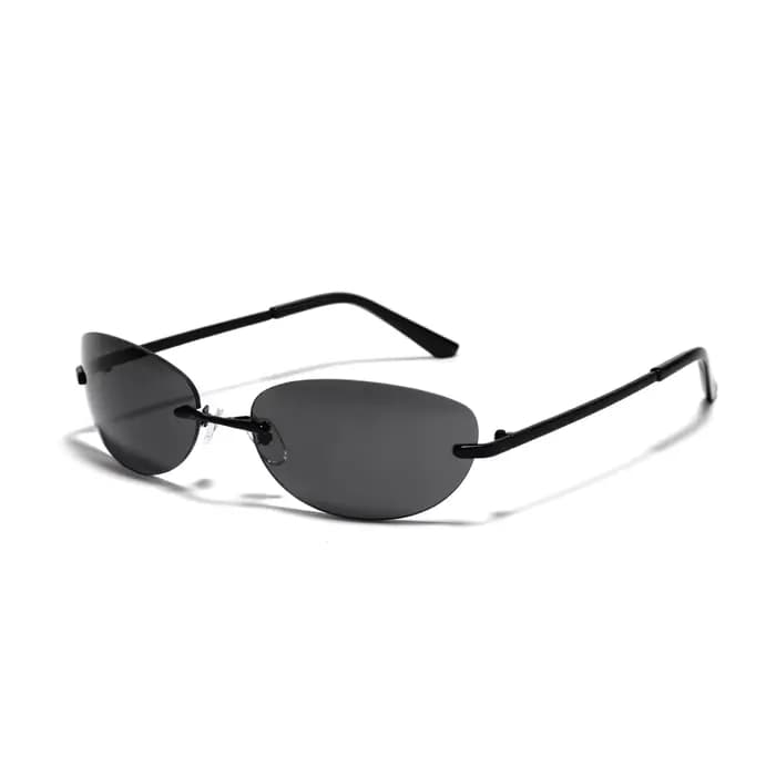 Lunettes de soleil sans monture pour femmes, ovales, de marque des années 2000, de styliste, Y2k, en