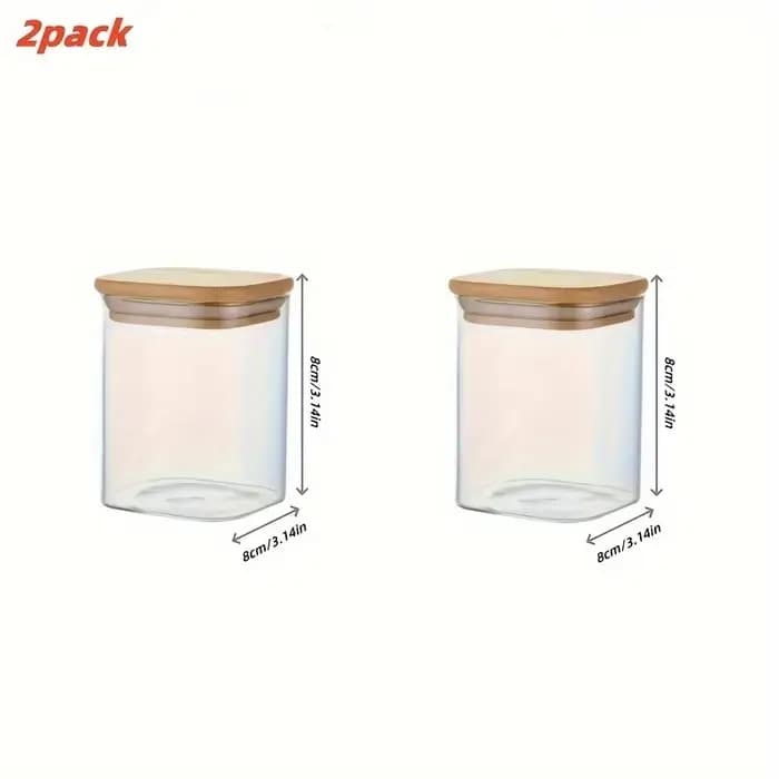 2/4/6/12Pcs-400Ml Pots en verre carrés hermétiques, récipients de stockage alimentaire pour la cuisi
