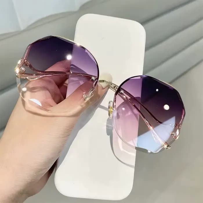 Lunettes de soleil sans bords pour femmes, en métal, Vintage, Design élégant, carrées surdimensionné