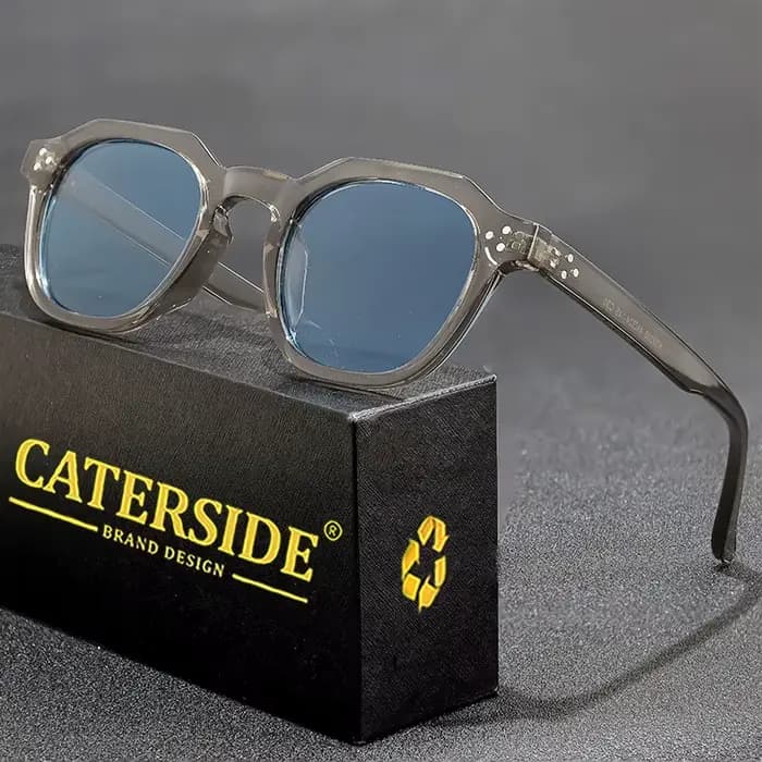 CATERSIDE rétro lunettes de soleil polarisées hommes ultraléger TR90 cadre polygone lunettes de sole