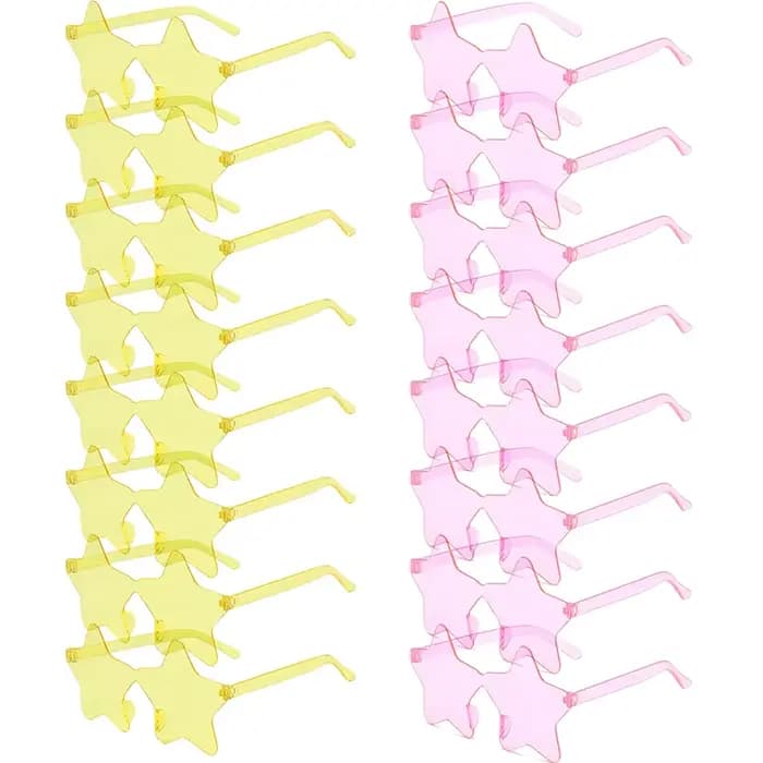 KAMMPT 16 paires par ensemble lunettes de soleil sans monture en forme d'étoile mode mignon couleur