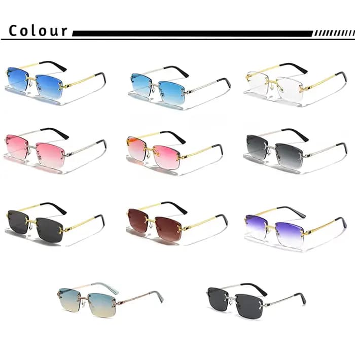 CATERSIDE-Lunettes de soleil carrées sans monture pour hommes et femmes, rétro, UV400, petit nickel