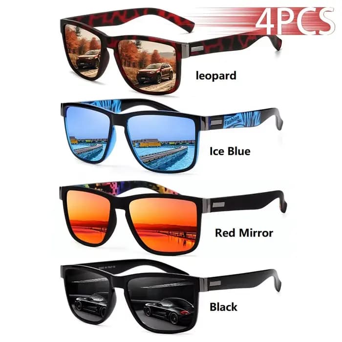 4 pièces mode Vintage modèle carré lunettes de soleil hommes femmes pêche conduite homme marque de l