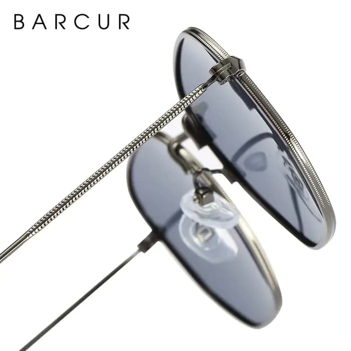 BARCUR classique rétro lunettes De soleil réfléchissantes homme hexagone lunettes De soleil cadre mé