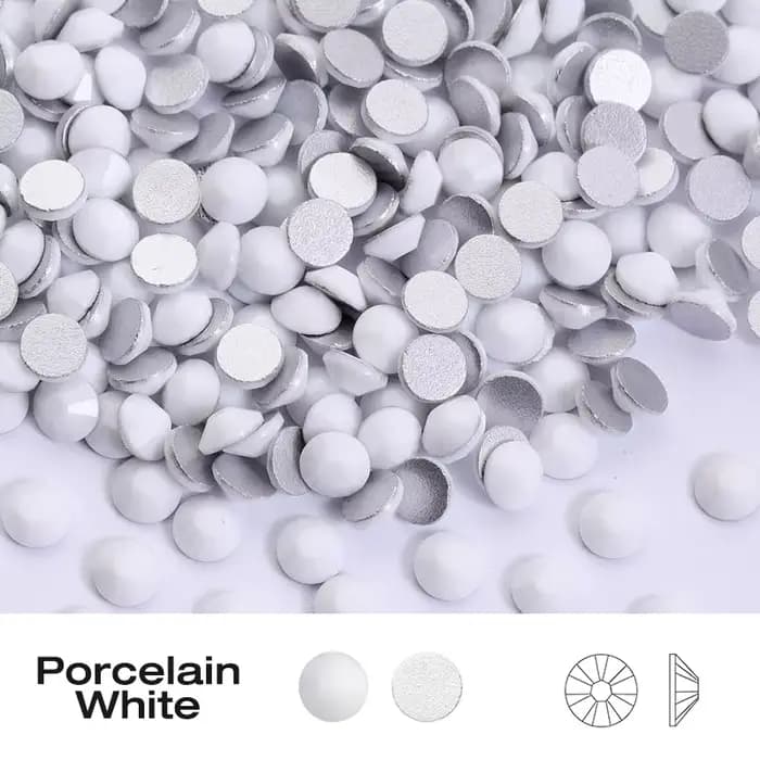 Strass en verre blanc en porcelaine SS6-SS20, pierres rondes à dos plat pour vêtements d'ongles, acc
