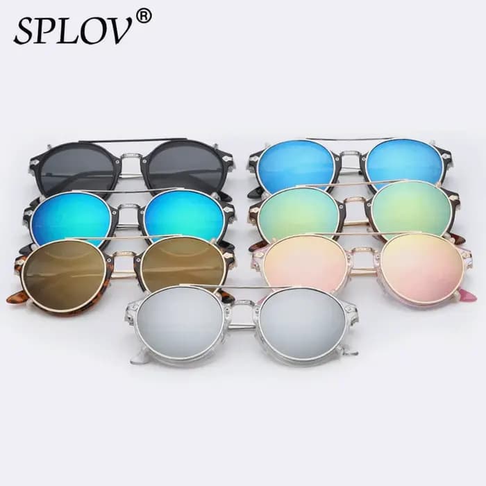 Lunettes de soleil rétro Steampunk à Clip rond pour hommes et femmes, verres amovibles Double couche