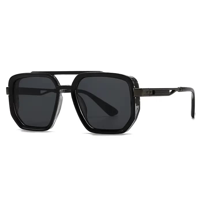 Lunettes de soleil vintage à double pont, carrées, pour femmes et hommes, style punk, de marque de l