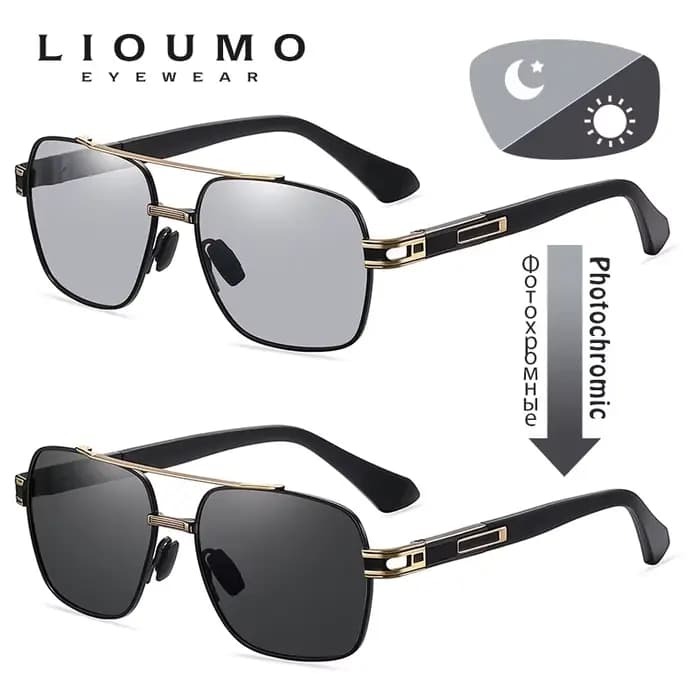 LIOUMO lunettes de soleil pour hommes de qualité supérieure lunettes de conduite photochromiques pol