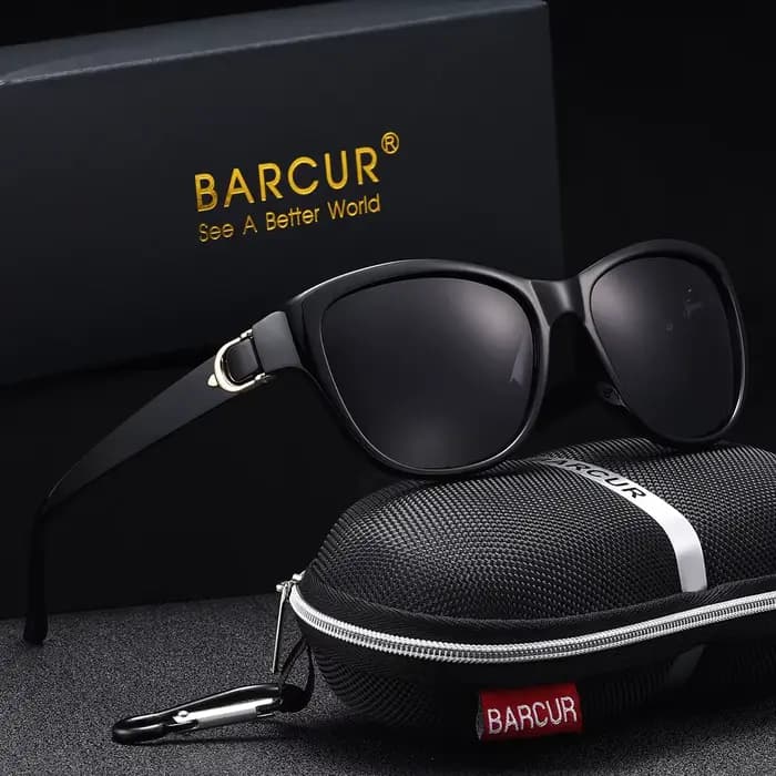 BARCUR-Lunettes de soleil polarisées pour femme, monture elliptique PC, verres TAC dégradés, simple
