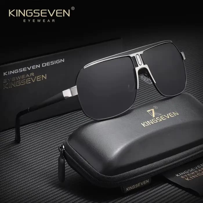 KINGSEVEN Lunettes de soleil de luxe modernes pour hommes et femmes, polarisées UV400, monture large