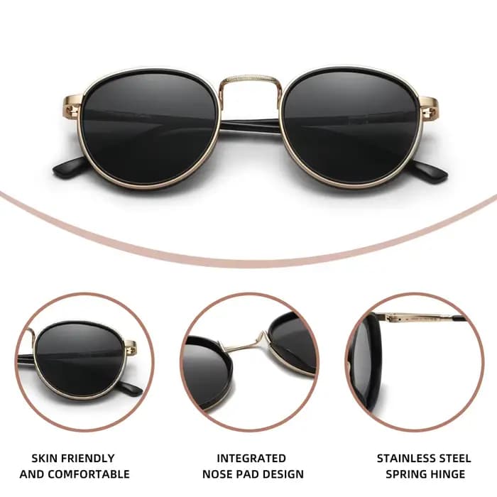KINGDREAM – lunettes de soleil rondes polarisées UV400 pour hommes et femmes, de luxe, Vintage, verr