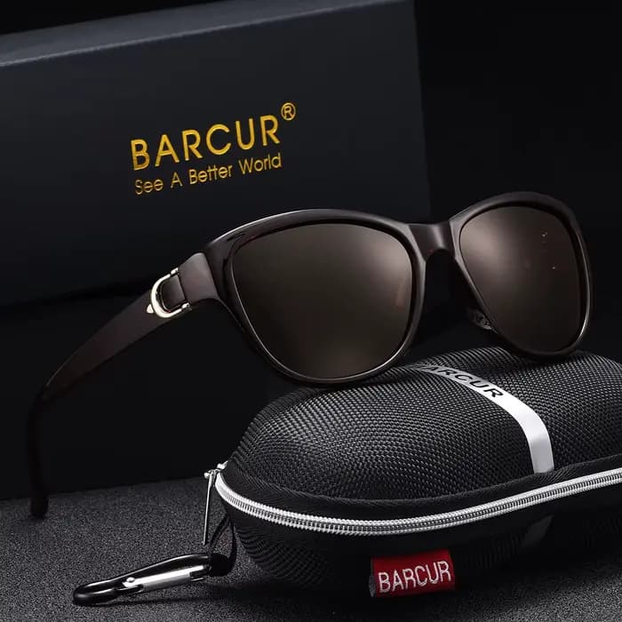 BARCUR-Lunettes de soleil polarisées pour femme, monture elliptique PC, verres TAC dégradés, simple