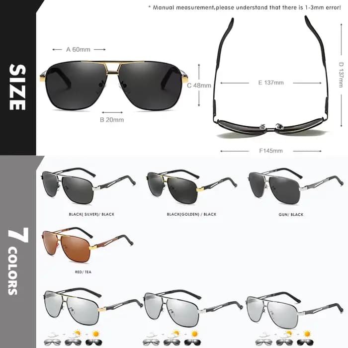 Top qualité carré rétro photochromique aluminium lunettes de soleil hommes polarisées conduite femme