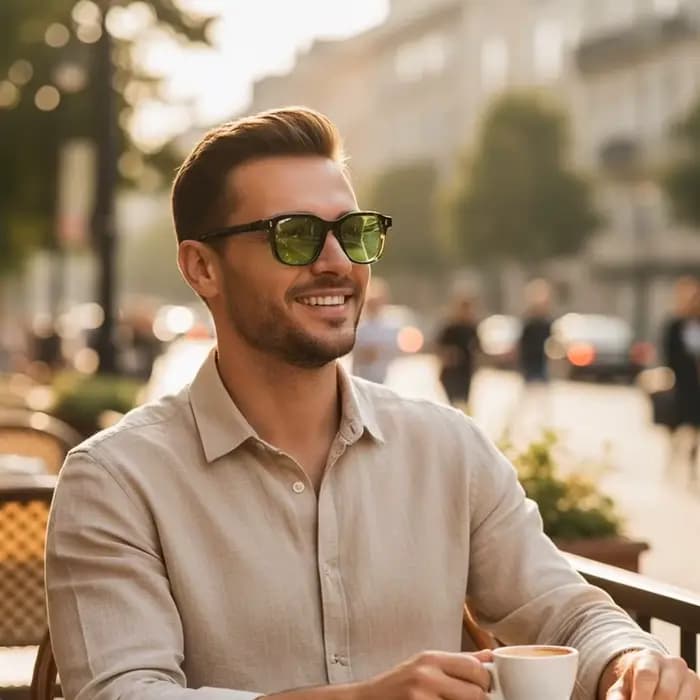 Lunettes de soleil carrées élégantes HBK pour hommes, monture tendance, branches vintage, pour femme
