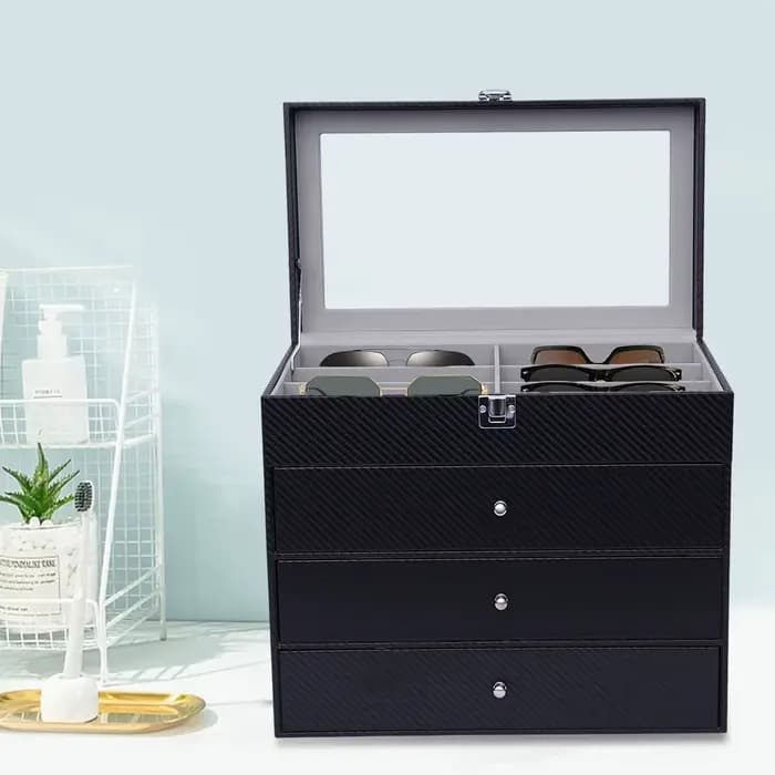 Boîte de rangement pour lunettes de soleil, porte-lunettes, étui à 24 grilles