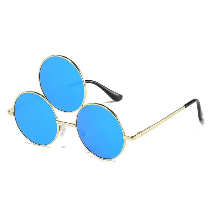 Mode 3 yeux lunettes de soleil rondes pour hommes femmes troisième lentilles fête métal Vintage lune