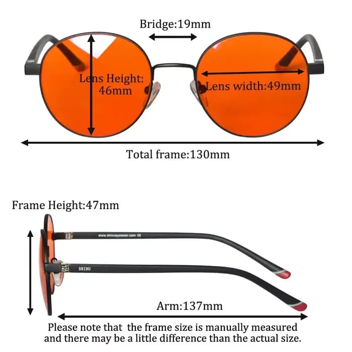 SHINU lentille rouge Anti lumière bleue lunettes d'ordinateur cadre rond femmes lentille Orange lune