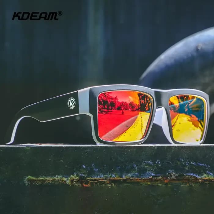 KDEAM toutes les lunettes de soleil polarisées noires unisexe lentille polarisante de forme carrée l