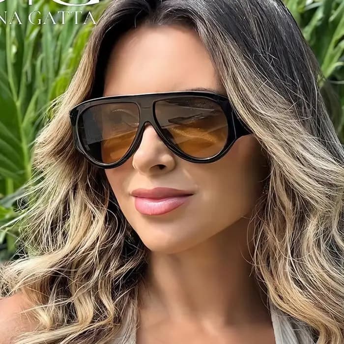 Lunettes de soleil de luxe Y2K surdimensionnées pour femmes, monture large, verres dégradés, style r