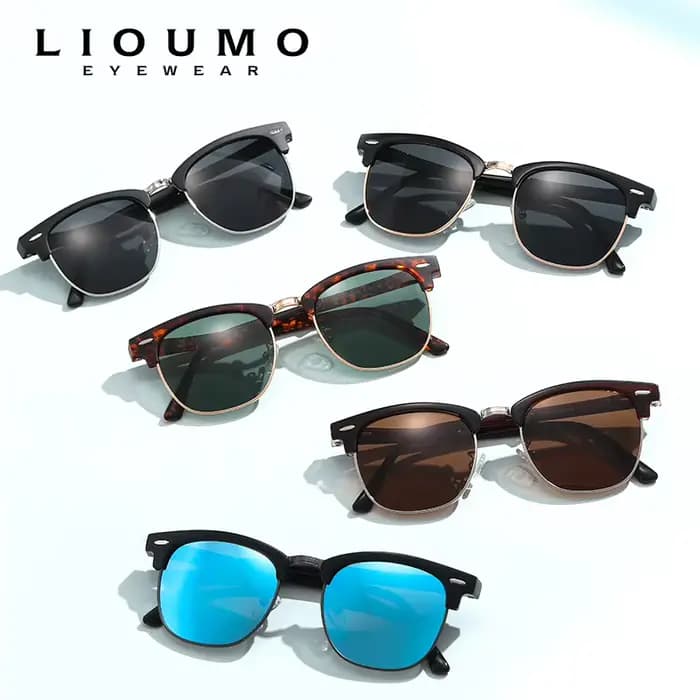 LIOUMO Lunettes de soleil pliables ultra-légères haut de gamme avec étui, verres polarisés, pour hom
