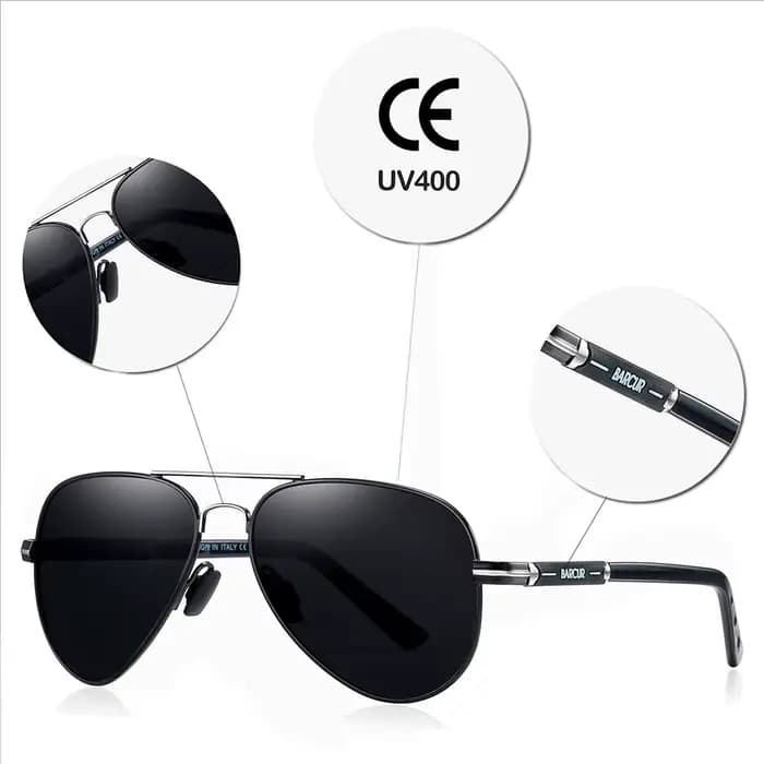 BARCUR-Lunettes de soleil polarisées pour hommes et femmes, accessoires de conduite