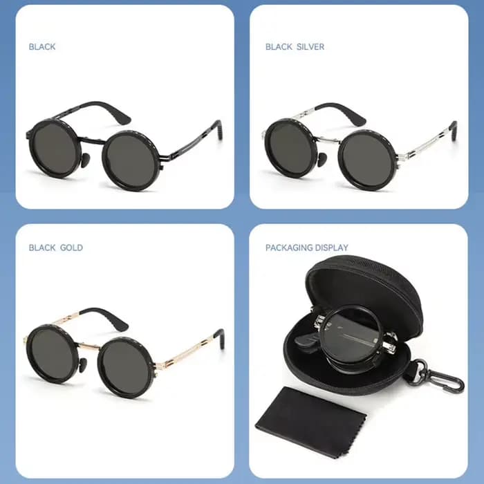 SHAUNA lunettes de soleil polarisées rondes à gradation réglable en métal Punk ND9 niveaux anti-lumi