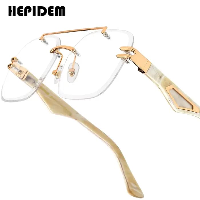 HEPIDEM lunettes en corne de buffle hommes 2025 nouvelle marque de luxe Design sans monture sans cad