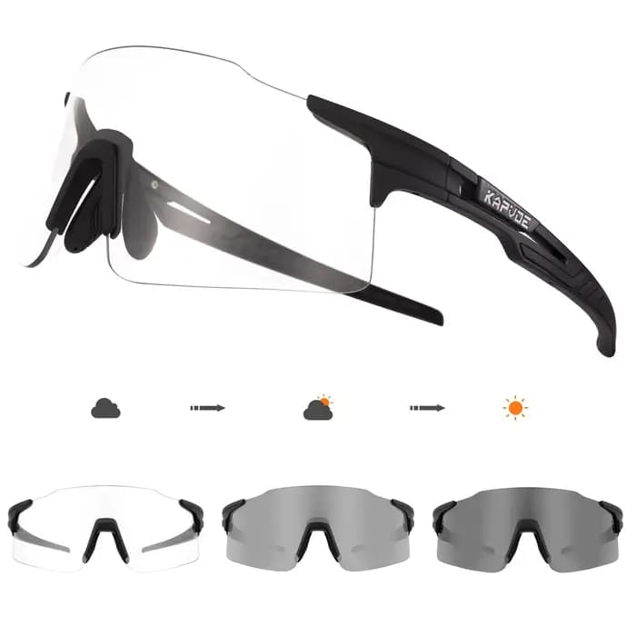 Lunettes de soleil photochromiques rouges bleues pour hommes, pour course à pied, Sports de plein ai