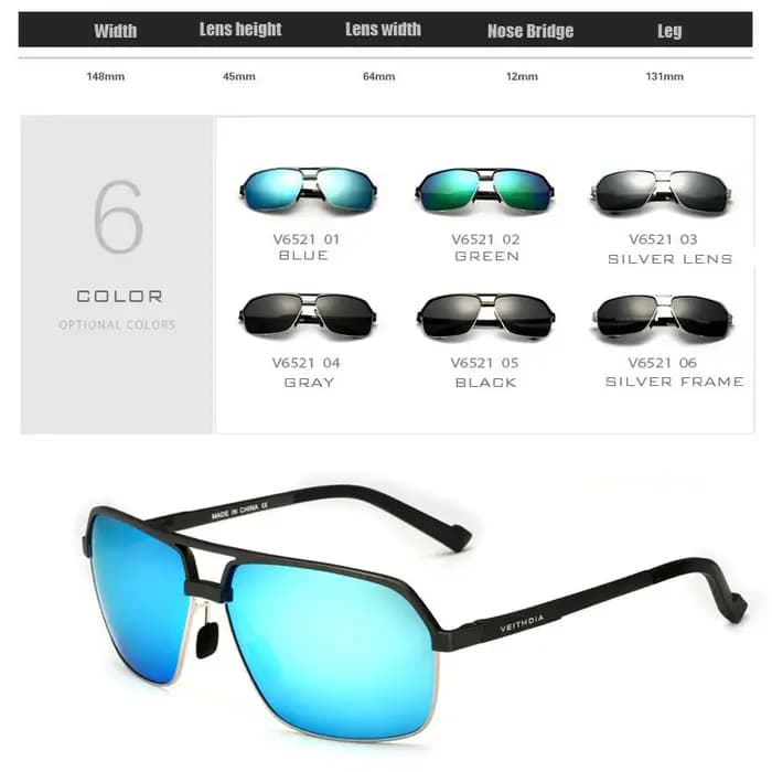 VEITHDIA – lunettes de soleil polarisées en aluminium pour hommes, verres de conduite, sport Vintage